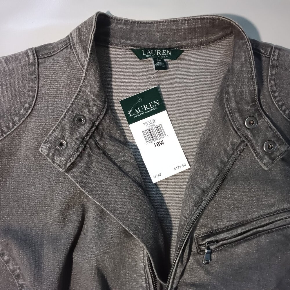 Lauren Ralph Lauren Denim Moto Jacket 18W NWT VTG - Picture 3 of 9